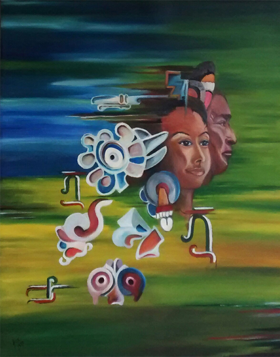 Pintura Contemporánea precolombian, Oleo sobre tela