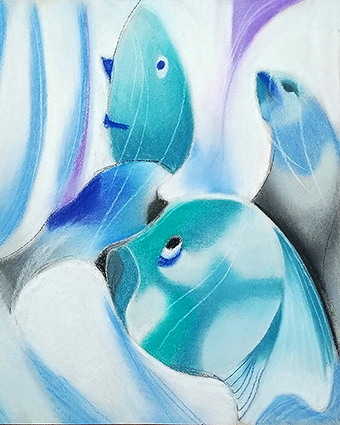 Pintura Contemporanea Acuario, pastel